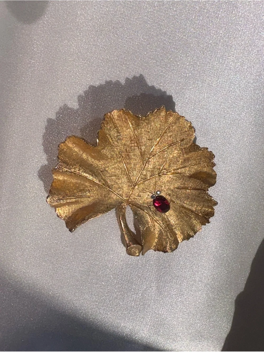 Gold Leaf Decorative Accent with Red Jewel - Elegant Home Accent